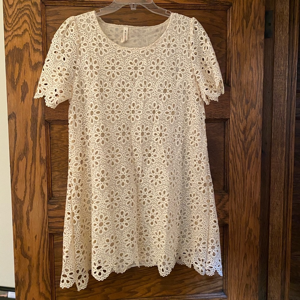 Cream Crochet Patterned Dress